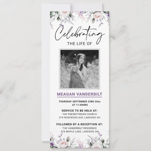 Bewerkbare digitale bloemenbegrafeniswebsite kaart (Voorkant)