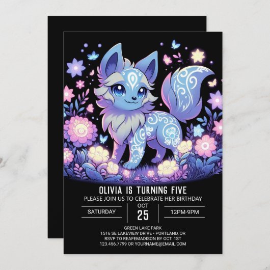 Bewerkbare digitale verjaardag van Wolf Kaart (Voorkant / Achterkant)