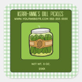 Bewerkbare dille augurken vierkante sticker (Voorkant)