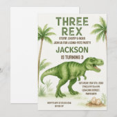 Bewerkbare Dino Party-uitnodiging voor jongens of Feestdagenkaart (Voorkant / Achterkant)