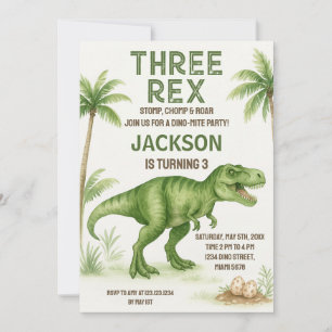 Bewerkbare Dino Party-uitnodiging voor jongens of  Feestdagenkaart