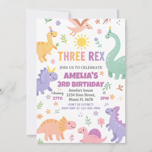 Bewerkbare Dino Party-uitnodiging voor jongens of Feestdagenkaart (Voorkant)