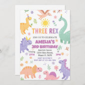 Bewerkbare Dino Party-uitnodiging voor jongens of Feestdagenkaart (Voorkant / Achterkant)