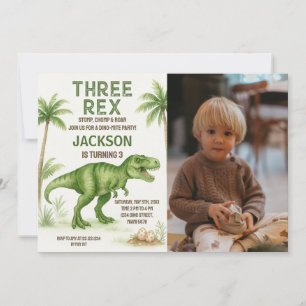 Bewerkbare Dino Party-uitnodiging voor jongens of  Feestdagenkaart