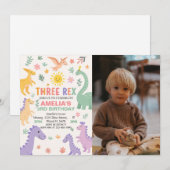 Bewerkbare Dino Party Uitnodiging voor kinderen (Voorkant / Achterkant)