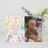 Bewerkbare Dino Party Uitnodiging voor kinderen (Staand voorkant)