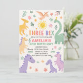 Bewerkbare Dino Party Uitnodiging voor kinderen (Staand voorkant)