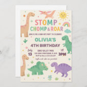 Bewerkbare dinopartij uitnodigen feestdagenkaart (Voorkant / Achterkant)