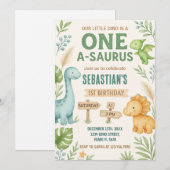 Bewerkbare dinopartij uitnodigen feestdagenkaart (Voorkant / Achterkant)