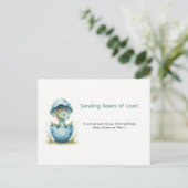 Bewerkbare Dinosaur Boy Baby shower Blue Oerwoud D Briefkaart (Staand voorkant)