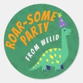 bewerkbare Dinosaur Party Sticker (Voorkant)