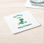 Bewerkbare Dinosaurus Baby Boy Shower Uitkomen Bin Kartonnen Onderzetters (Schuin)