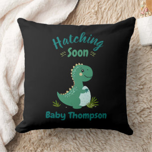 Bewerkbare Dinosaurus Baby Boy Shower Uitkomen Bin Kussen