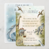 Bewerkbare Dinosaurus Feest Uitnodiging (0+) (Voorkant / Achterkant)