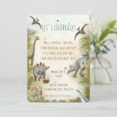 Bewerkbare Dinosaurus Feest Uitnodiging (0+) (Staand voorkant)