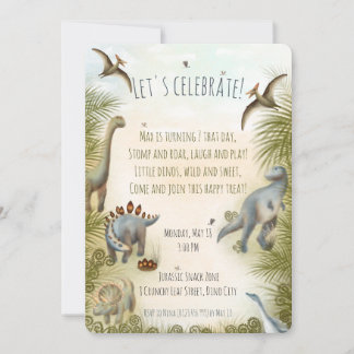 Bewerkbare Dinosaurus Feest Uitnodiging (0+)