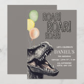 Bewerkbare Dinosaurus Feest Uitnodiging, T-Rex Din Kaart (Voorkant / Achterkant)