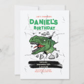 Bewerkbare dinosaurus uitnodiging, kinderen verjaa kaart (Voorkant)