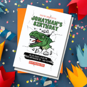 Bewerkbare dinosaurus uitnodiging, kinderverjaarda kaart