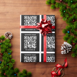 Bewerkbare (direct gegenereerde) QR-code | Zwart Cadeaupapier