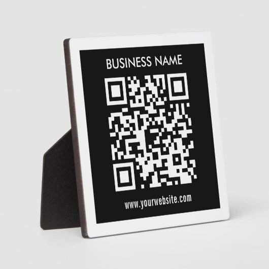 Bewerkbare (direct gegenereerde) QR-code | Zwart Fotoplaat (Voorkant)