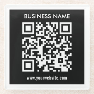 Bewerkbare (direct gegenereerde) QR-code Zwart Glazen Onderzetter
