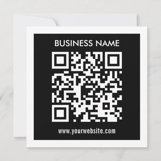 Bewerkbare (direct gegenereerde) QR-code | Zwart Kaart (Voorkant)