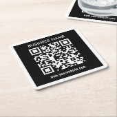 Bewerkbare (direct gegenereerde) QR-code | Zwart Kartonnen Onderzetters (Schuin)