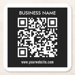 Bewerkbare (direct gegenereerde) QR-code | Zwart Kartonnen Onderzetters