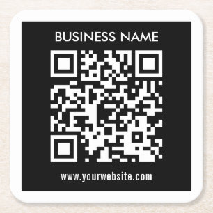 Bewerkbare (direct gegenereerde) QR-code Zwart Kartonnen Onderzetters