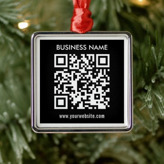 Bewerkbare (direct gegenereerde) QR-code | Zwart Metalen Ornament (Boom)