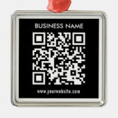 Bewerkbare (direct gegenereerde) QR-code | Zwart Metalen Ornament (Voorkant)