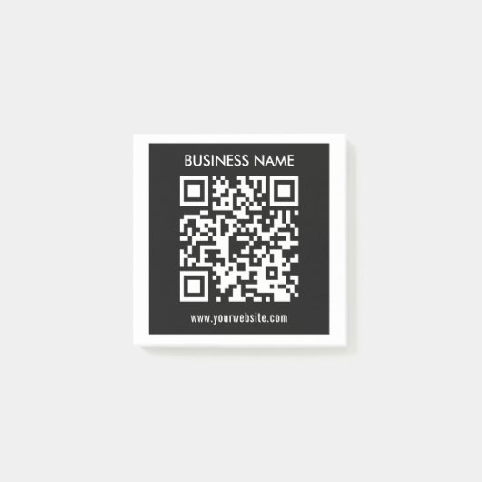 Bewerkbare (direct gegenereerde) QR-code | Zwart Post-it® Notes (Voorkant)