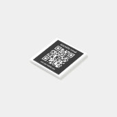 Bewerkbare (direct gegenereerde) QR-code | Zwart Post-it® Notes (Schuin)