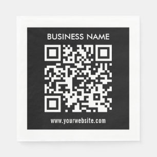 Bewerkbare (direct gegenereerde) QR-code   Zwart Servet