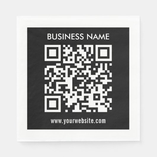 Bewerkbare (direct gegenereerde) QR-code | Zwart Servet (Voorkant)
