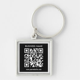 Bewerkbare (direct gegenereerde) QR-code | Zwart Sleutelhanger