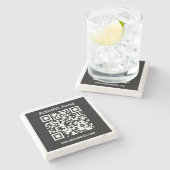 Bewerkbare (direct gegenereerde) QR-code | Zwart Stenen Onderzetter (Zijkant)