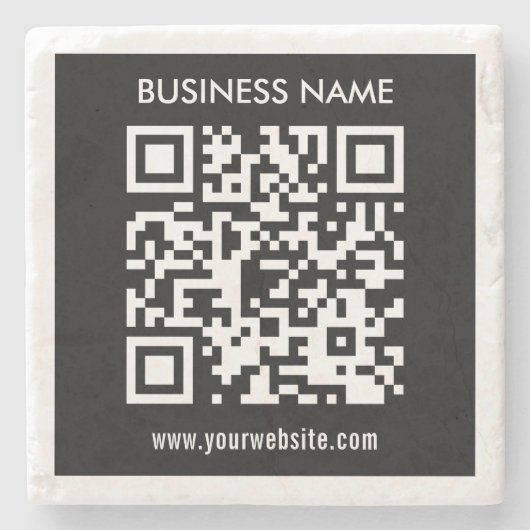 Bewerkbare (direct gegenereerde) QR-code | Zwart Stenen Onderzetter (Voorkant)