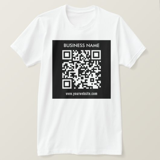 Bewerkbare (direct gegenereerde) QR-code | Zwart T-shirt (Design voorkant)