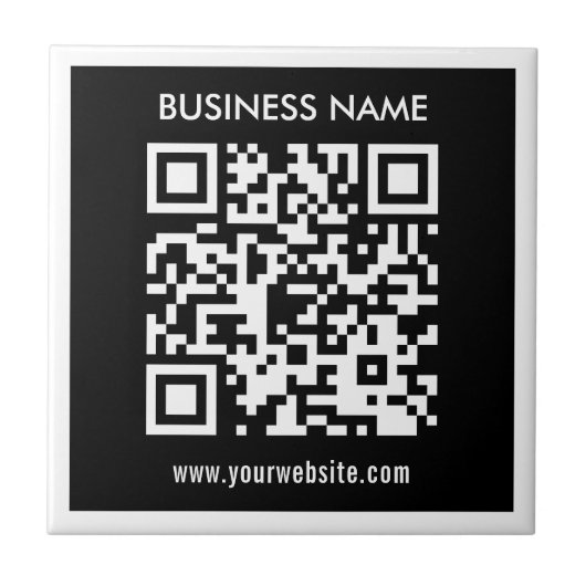 Bewerkbare (direct gegenereerde) QR-code | Zwart Tegeltje (Voorkant)