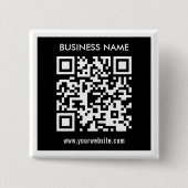Bewerkbare (direct gegenereerde) QR-code | Zwart Vierkante Button 5,1 Cm (Voorkant)