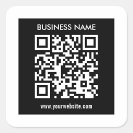 Bewerkbare (direct gegenereerde) QR-code | Zwart Vierkante Sticker
