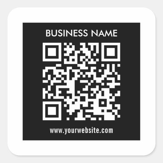 Bewerkbare (direct gegenereerde) QR-code | Zwart Vierkante Sticker (Voorkant)