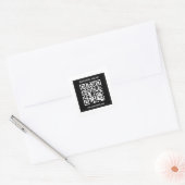 Bewerkbare (direct gegenereerde) QR-code | Zwart Vierkante Sticker (Envelop)