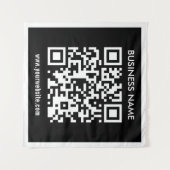 Bewerkbare (direct gegenereerde) QR-code | Zwart Wandkleed (Voorkant (horizontaal))