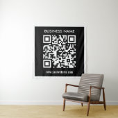 Bewerkbare (direct gegenereerde) QR-code | Zwart Wandkleed (In situ)