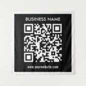 Bewerkbare (direct gegenereerde) QR-code | Zwart Wandkleed (Voorkant)