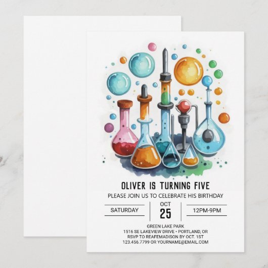 Bewerkbare Discovery Lab Scientist Verjaardag Kaart (Voorkant / Achterkant)