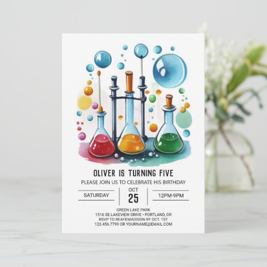 Bewerkbare Discovery Potion Wetenschapper Verjaard Kaart (Staand voorkant)